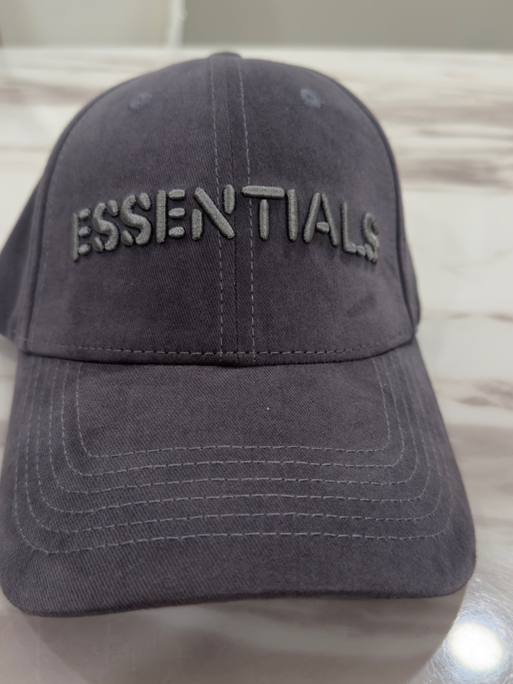 Essentials Charcoal Gray Raised Logo Baseball Cap